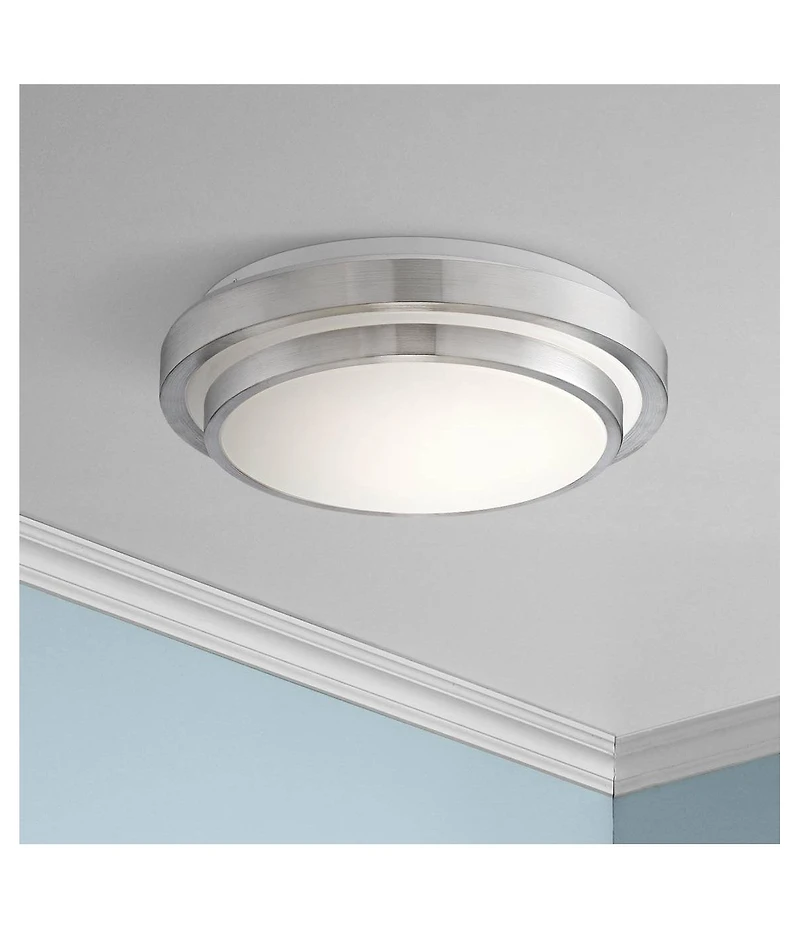 360 Lighting Modern Ceiling Light Flush Mount Fixture Led Silver 13 1/2" Wide Double Tier for Bedroom Kitchen Living Room Hallway