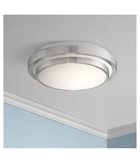 360 Lighting Modern Ceiling Light Flush Mount Fixture Led Silver 13 1/2" Wide Double Tier for Bedroom Kitchen Living Room Hallway