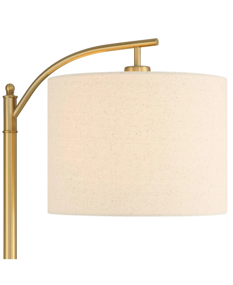 360 Lighting Modern Downbridge Floor Lamp 61 1/2" Tall Warm Gold Metal Off-White Linen Drum Shade for Living Room Reading Bedroom