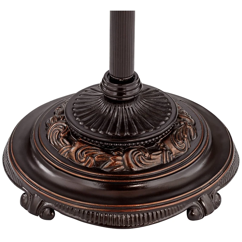 Barnes and Ivy Traditional Floor Lamp 4-Light 63" Tall Lush Bronze Tortoise Glass Font Bell Shade for Living Room Reading Bedroom Office