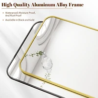 Homlux 24"x36" Rounded Rectangle Wall Mirror with Gold Aluminum Alloy Frame