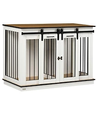 PawHut Modern Dog Crate End Table with Divider Panel, Dog Crate Furniture for Large Dog