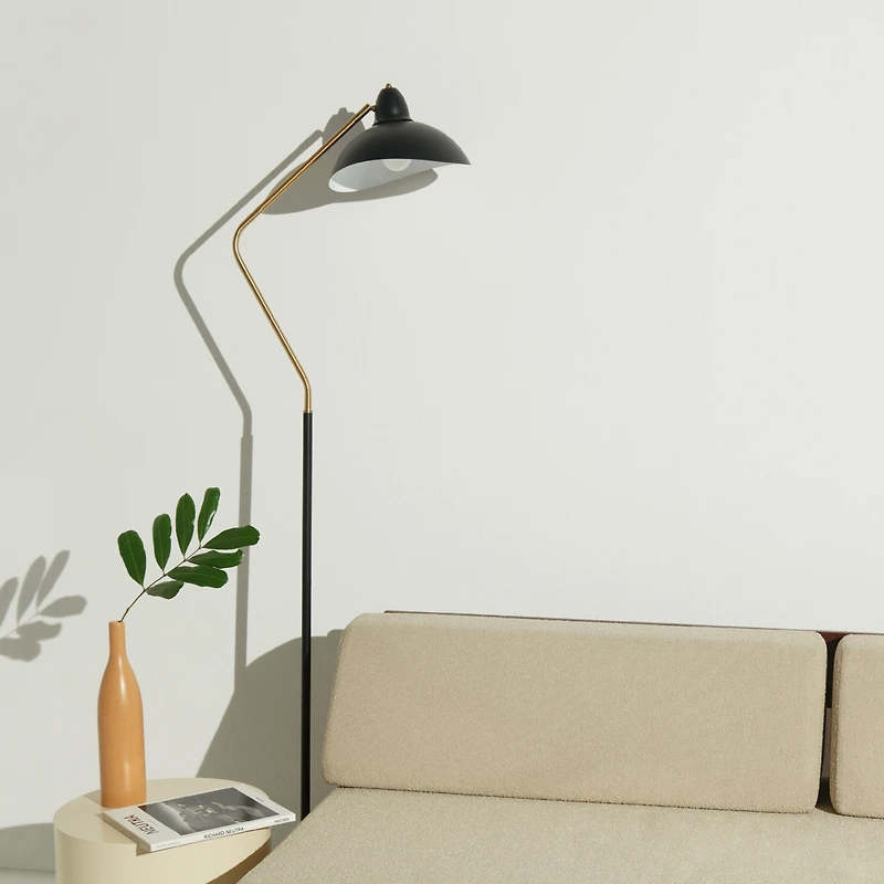 Swoop Led Reading Floor Lamp with Adjustable Head and Gold Accent (69")