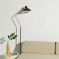 Swoop Led Reading Floor Lamp with Adjustable Head and Gold Accent (69")