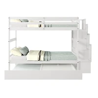 Streamdale Bunk Beds Twin Over Twin Stairway Storage Function
