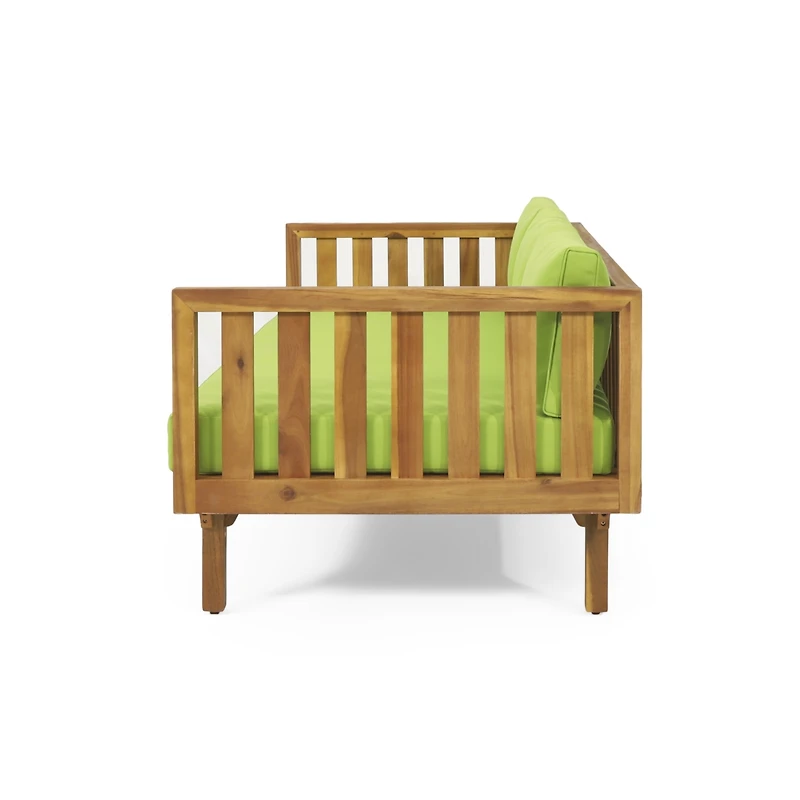 Streamdale Furniture Acacia Wood Daybed with Slat Paneling and Water-Resistant Cushions