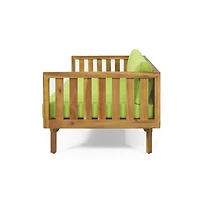 Streamdale Furniture Acacia Wood Daybed with Slat Paneling and Water-Resistant Cushions