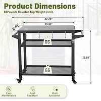 Rust-Proof Outdoor Cooking Prep Table with Ample Storage and Easy Mobility