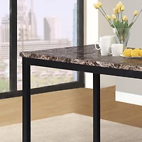 Streamdale Noyes Metal Dining Table with Laminated Faux Marble Top, Black