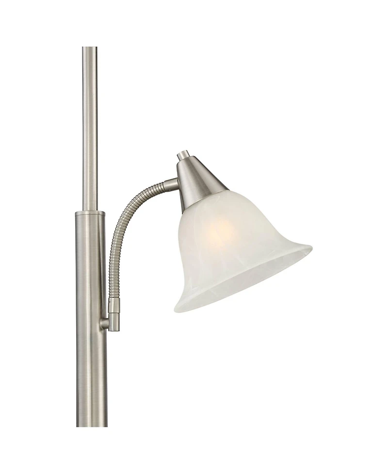 360 Lighting Jordan Modern Torchiere Floor Lamp with Side Lights 71 1/2" Tall Brushed Nickel Alabaster Glass Shade for Living Room Reading Bedroo