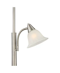 360 Lighting Jordan Modern Torchiere Floor Lamp with Side Lights 71 1/2" Tall Brushed Nickel Alabaster Glass Shade for Living Room Reading Bedroo