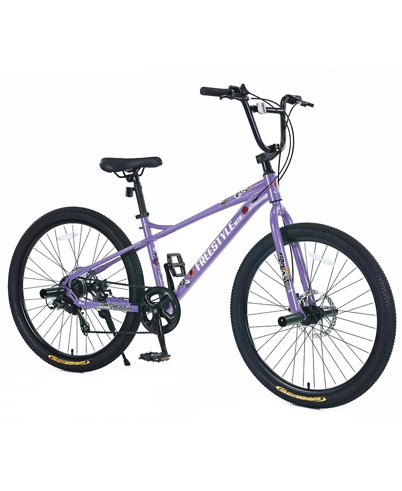 Streamdale Freestyle Mtb Bike, 26", Purple, 7-Speed Shimano, Double Disc