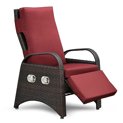 Streamdale Furniture Adjustable Outdoor Rattan Recliner with Hidden Table
