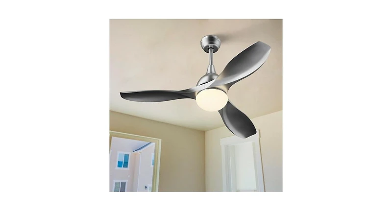 Slickblue Modern 48" Ceiling Fan with Dimmable Led Light and Remote Control Reversible Blades-Silver