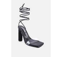 Scansta Lace Up Rhinestone Embellished Heel Sandals Women