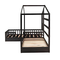 Streamdale Twin Bed with L-Structure Fence, Espresso