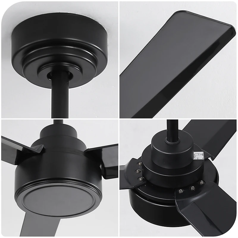 Streamdale 52 Inch Black Ceiling Fan Without Light, High Capacity Dc Motor
