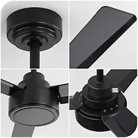 Streamdale 52 Inch Black Ceiling Fan Without Light, High Capacity Dc Motor