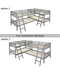 Streamdale Furniture L-Shaped Bunk Bed With Ladder, Twin