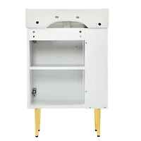 21.6" Black Bathroom vanity, Combo Cabinet, Bathroom Storage Cabinet, Single Ceramic Sink, Left side storage