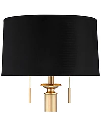 Possini Euro Design Wynne Traditional Table Lamp 30" Tall Warm Gold with Usb Charging Port Black Drum Shade for Bedroom Living Room Bedside Night
