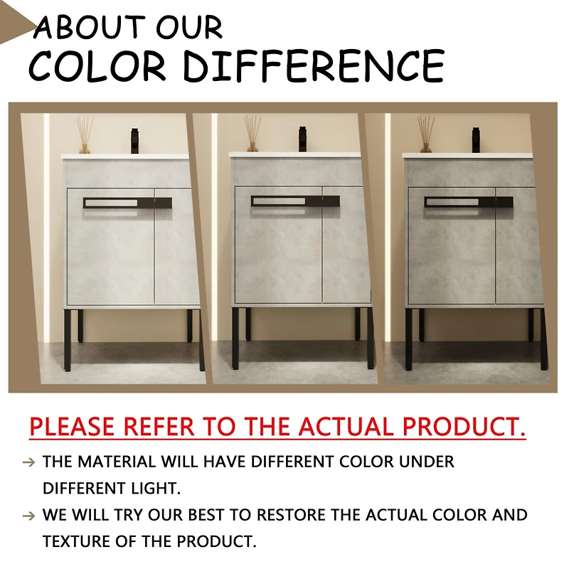 24" Bathroom Vanity, Freestanding or Floating Optional