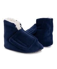Muk Luks Men's Softones By Adjustable Shearling Bootie Slippers, Navy, M (9-10.5)