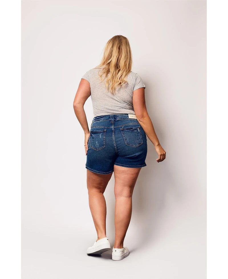 Slink Jeans Plus Denim Mid Rise Shorts with Side Vents