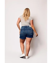 Slink Jeans Plus Denim Mid Rise Shorts with Side Vents