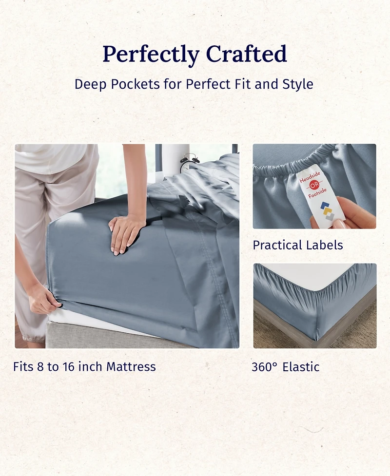 5-Star Luxury Sheet Set, 600 Thread Count Cotton Sateen, Soft & Crisp Bed Sheets