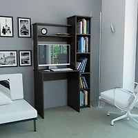 Streamdale Marston 6-Shelf Writing Desk With Built-In Bookcase Wengue