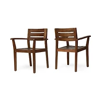 Streamdale Christopher Knight Home 2-Piece Acacia Wood Outdoor Dining Chairs