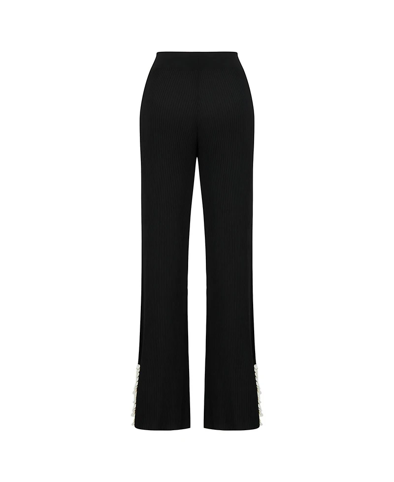 Nocturne Women's Mother of Pearl Beaded Knit Pants