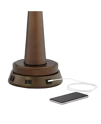 360 Lighting 1 3/4" High Universal Charging Workstation Lamp Base Usb Port Ac Power Outlet Brown Bronze Finish Metal Living Room