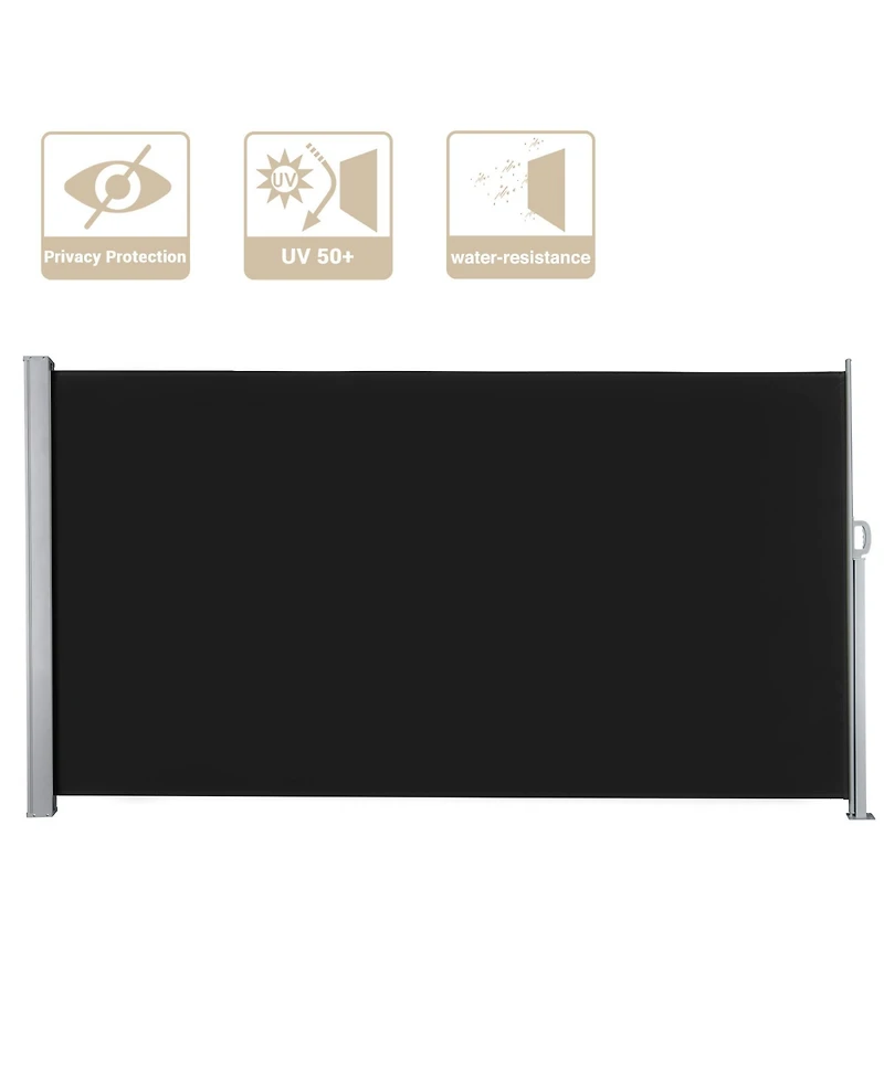 120x63 In Retractable Side Awning Outdoor Water Repellent Screen Privacy Divider