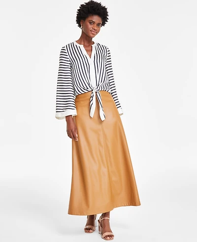 Vince Camuto Women's Faux-Leather Seamed Maxi Skirt