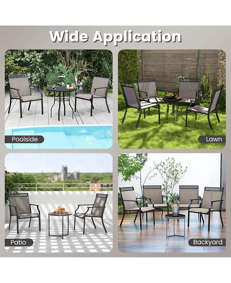 Patio Chairs Set of 2 with All Weather Breathable Fabric