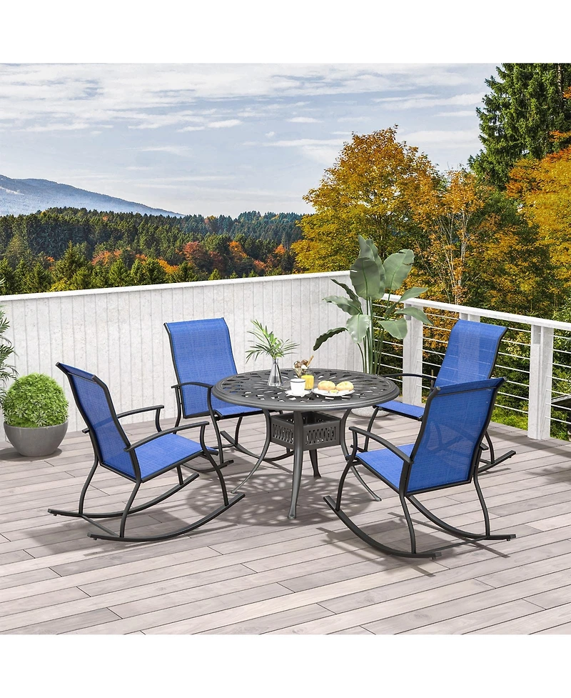 2 Pieces Outdoor Rocking Chairs with Breathable Backrest