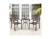 Slickblue Patio Cast Aluminum Dining Chairs Set of 2 Metal Armchairs Stackable-Copper