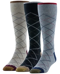 Gold Toe Men's Diamond Plaid Crew Dress Socks, 3-Pack