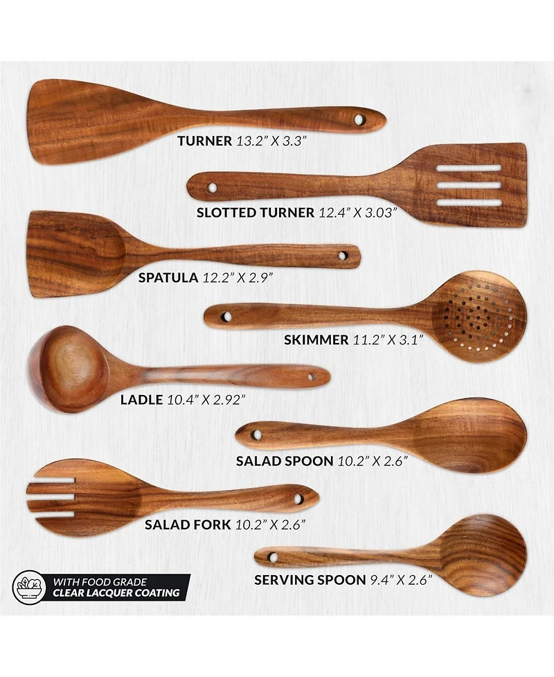 Zulay Kitchen Premium 8-Piece Wooden Spoons for Cooking