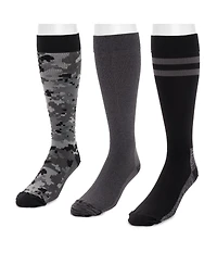 Muk Luks Men's 3 Pack Nylon Compression Knee-High Socks