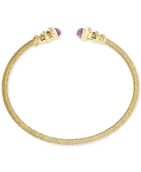 Amethyst (1-1/5 ct. t.w.) & White Topaz (3/8 Cuff Bangle Bracelet 14k Gold-Plated Sterling Silver (Also Sky Blue Citrine)
