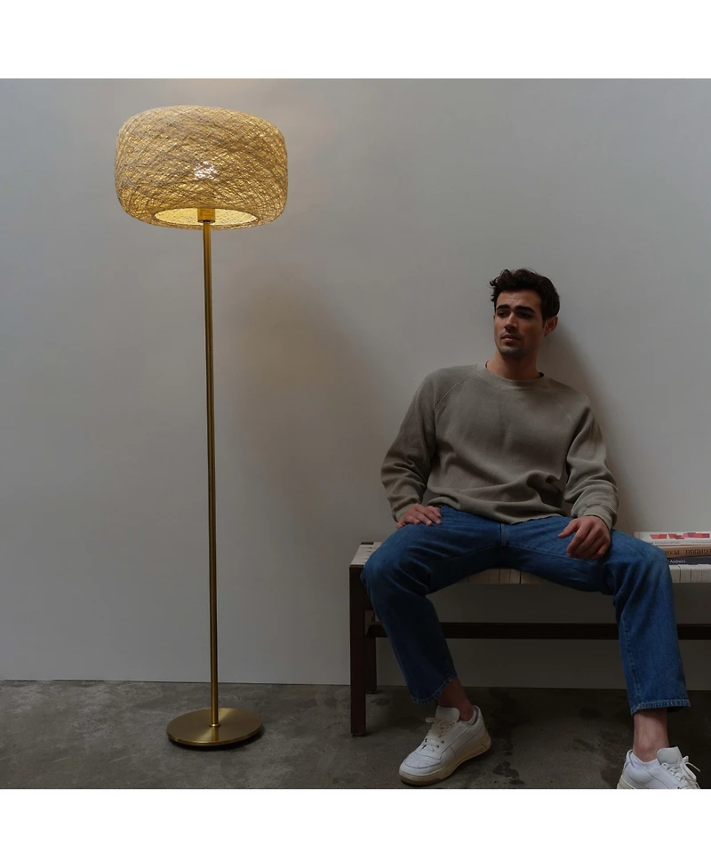 Rowan 60" Led Standing Floor Lamp with Threaded Twine Shade
