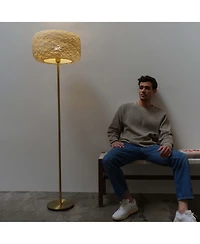 Rowan 60" Led Standing Floor Lamp with Threaded Twine Shade