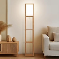 Maxwell 63" Led Shelf Column Floor Lamp with Lantern Shade
