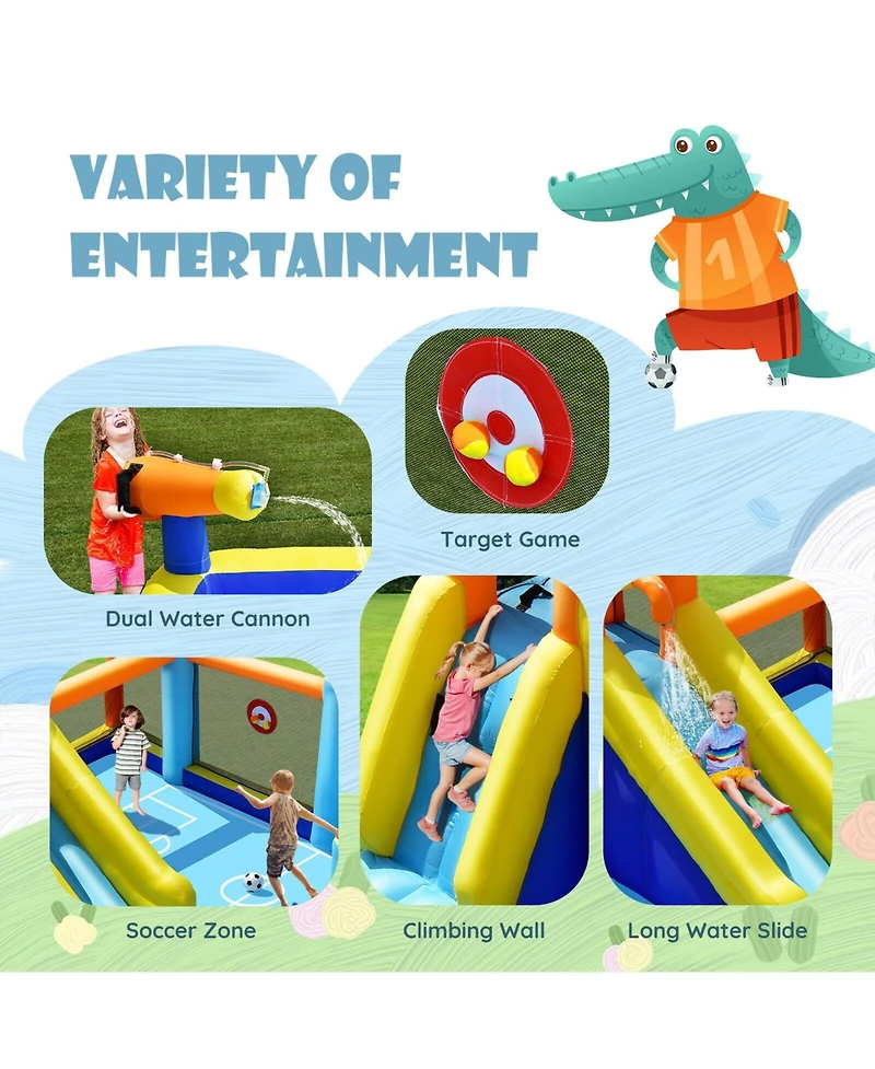 Inolait Giant Soccer-Themed Inflatable Water Slide with 735W Blower
