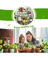 3 Tier Outdoor Metal Garden Planter Holder Shelf