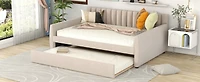 Simplie Fun Full Upholstered Daybed With Trundle And Wood Slat Support