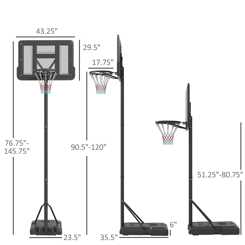 Soozier Portable Basketball Hoop for Poolside or Backyard, Youth to Adults
